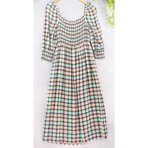 Anthropologie Multicolor Plaid Midi Dress - Picture 2 of 12